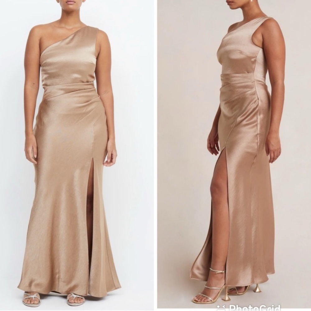 Bec & Bridge One-Shoulder Gold Dress